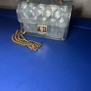 SHEIN Clear Quilted Mini Bag with Gold Chain